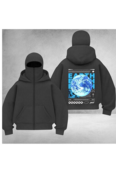 DEEFWEAR Balaklava Unisex Back Printed Zippered Cardigan