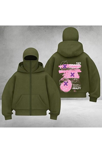 DEEFWEAR Balaklava Unisex Back Printed Zippered Cardigan