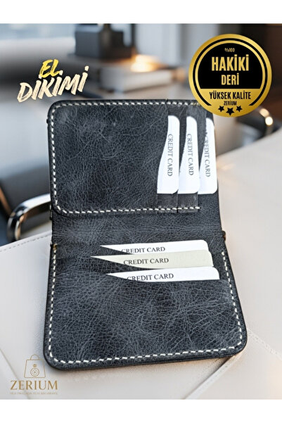 ZERİUM Genuine Leather Lucen – Hand-Stitched Premium Men's Wallet Card Holder