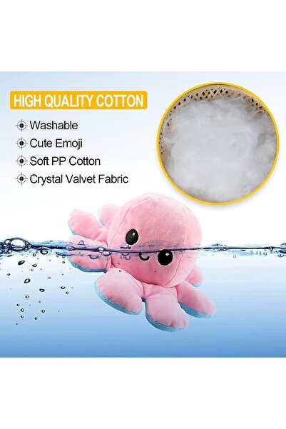 ECVV Reversible Velvet Octopus Plush Toy, Double-Sided Cute Emotions - Gift for Kids