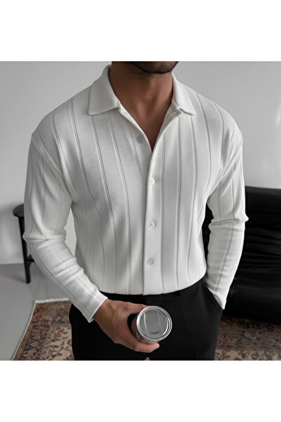 viperkombin Erkek Raporlu Gömlek Ottoman Tok Kumaşlı Geniş Kesim