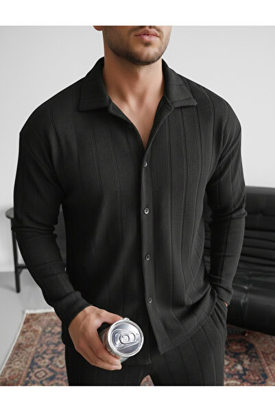 viperkombin Erkek Raporlu Gömlek Ottoman Tok Kumaşlı Geniş Kesim