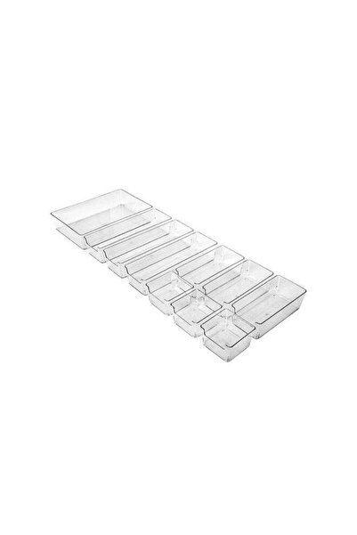007 East Noon 10-Piece Transparent Plastic Desk Organizer Set - Multiple Sizes