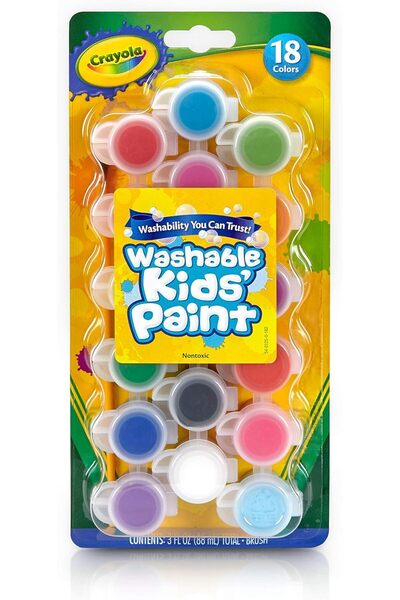 Crayola Washable Paint Pots with Brush, Multi-Color, 88.7 ml
