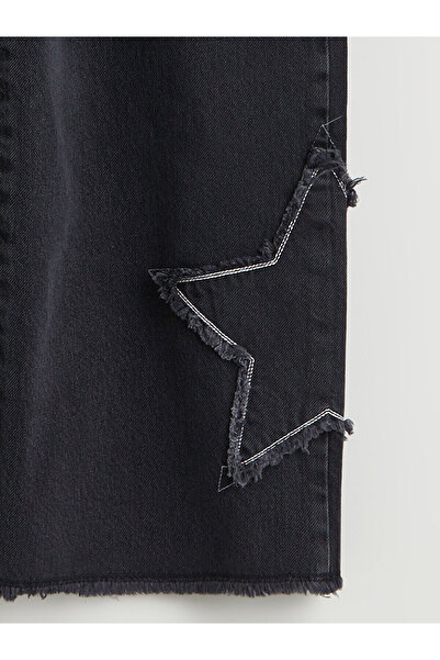 LC Waikiki Yıldız Nakışlı Wideleg Kız Çocuk Jean Pantolon (W5)