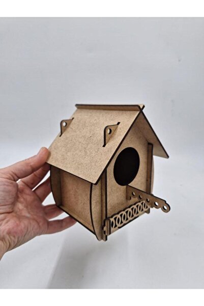 Genel Markalar Ahşap Kuş Yuvası Evi Boyanabilir (Etkkinlik İçin) 15 Cm X 12 Cm X 10 Cm