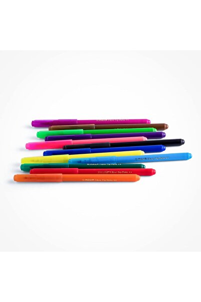 MAXİ Washable Felt‑Tip Pens in Pouch, 12 Colors, Multicolor