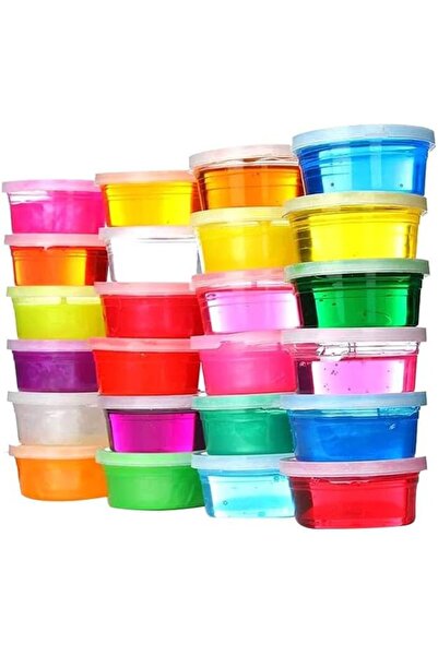 Fun Moment 24-Piece Crystal Slime Clay with Straws – Clear Crystal Craft Clay, Air-Dry