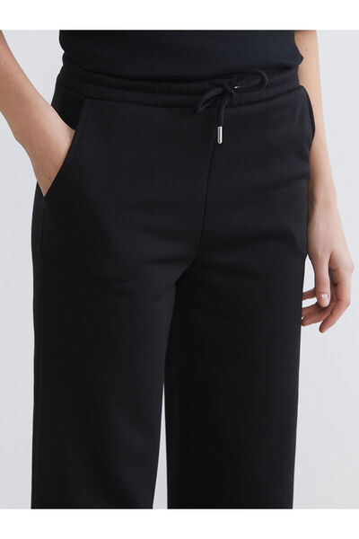 LC Waikiki Xside Black Elastic Waist Wide Leg Women's Sweatpants W5Nc80Z8