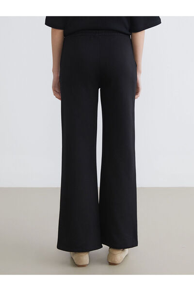 LC Waikiki Xside Black Elastic Waist Wide Leg Women's Sweatpants W5Nc80Z8