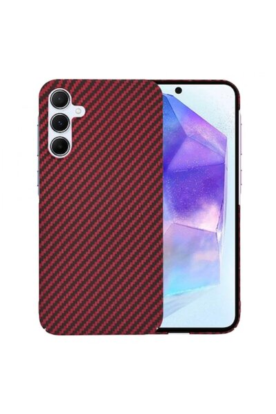 Stef's Cat Θήκη για Samsung Galaxy A55 5G A556, Carbonite FiberShell, Κόκκινη