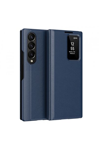 Stef's Cat Husă pentru Samsung Galaxy Z Fold4 (F936), SmartView, Albastră