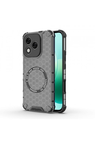 Stef's Cat Carcasă MagSafe pentru Honor 400 Lite, protecție tip fagure, neagră