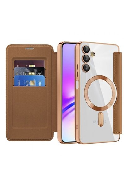 Stef's Cat MagSafe Case for Samsung Galaxy A05s (A057), SmartMag Book, Brown