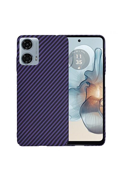 Stef's Cat Калъф за Motorola Moto G24 Power, Карбонитова Фиброобвивка, Лилав