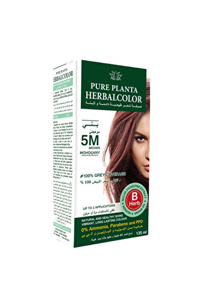 PURE PLANTA صبغة شعر دائمة من الأعشاب النباتية 5M بني ماهوجني 135 مل
