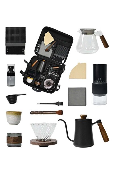 007 مجموعة ماكينة القهوة CHOIWIN V60 المكونة من 12 قطعة - مطحنة كهربائية وحقي...