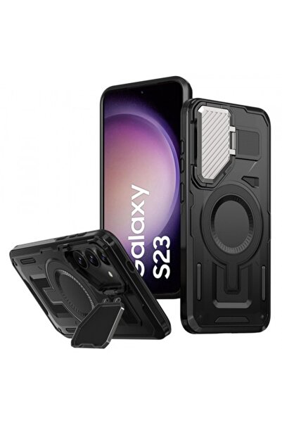 Stef's Cat Carcasă MagSafe pentru Samsung Galaxy S23 S911, CamVault, Neagră