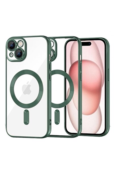 Stef's Cat Carcasă MagSafe pentru Apple iPhone 15, Cristal Luxury, Verde Închis