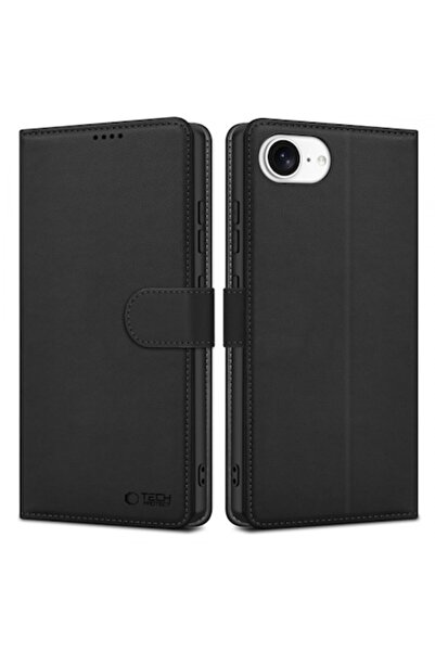 Tech-Protect Husă portofel compatibilă cu Apple iPhone 16e, neagră