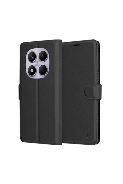 Stef's Cat Husă Folio din piele pentru Xiaomi Redmi Note 14 Pro 4G - Neagră