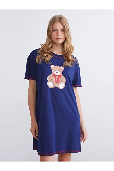 LC Waikiki Γυναικείο νυχτικό Crew Neck Bear με τύπωμα (W5)