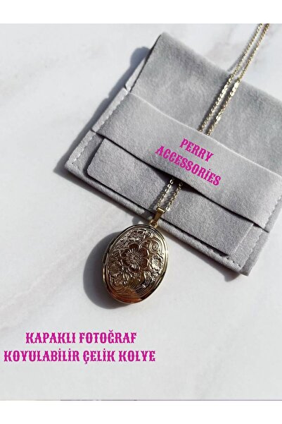 LA PERRY ACCESSORIES FOTOĞRAF KOYULABİLİR KARARMAZ ÇELİK ZİNCİR KAPAKLI KALP ...
