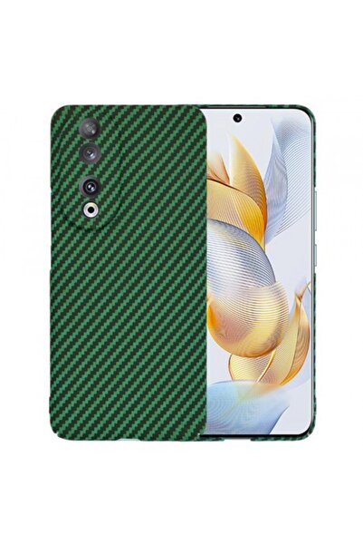 Stef's Cat Калъф за Honor 90, Карбонитова Фибро Обвивка, Зелен