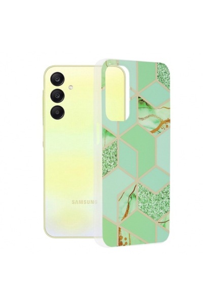 Stef's Cat Калъф за Samsung Galaxy A25 A256, Мраморен, Зелен