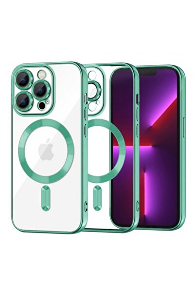Stef's Cat Калъф MagSafe за Apple iPhone 13 Pro, луксозен кристал, светло зелен