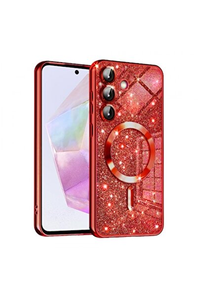Stef's Cat MagSafe Case for Samsung Galaxy A35 5G (A356), Luxury Glitter, Red