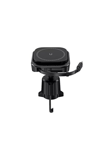 Stef's Cat Car Mount with Wireless Charging, Retractable Cable, Type-C, 85cm, H35, TPU, Black