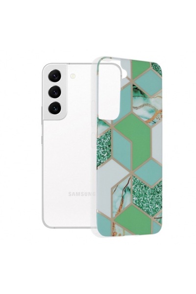 Stef's Cat Carcasă pentru Samsung Galaxy S22 5G S901, Marmură, Verde