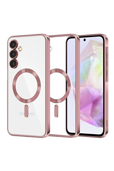 Stef's Cat Husă MagSafe pentru Samsung Galaxy A35 5G A356, Cristal Luxos, Roz