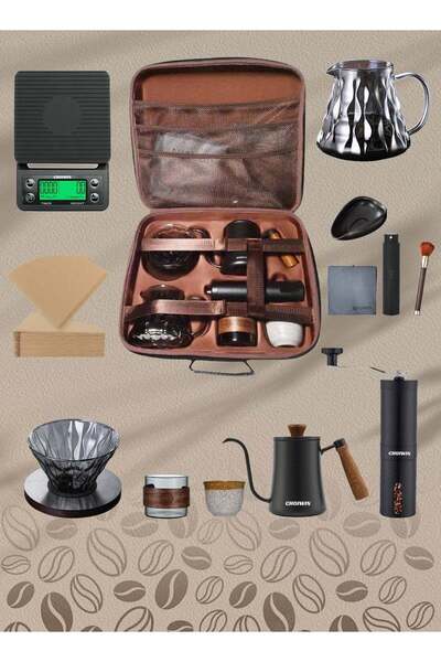 007 CHOIWIN V60 12-Piece Coffee Brewing Set with Carbon Fiber Carry Case