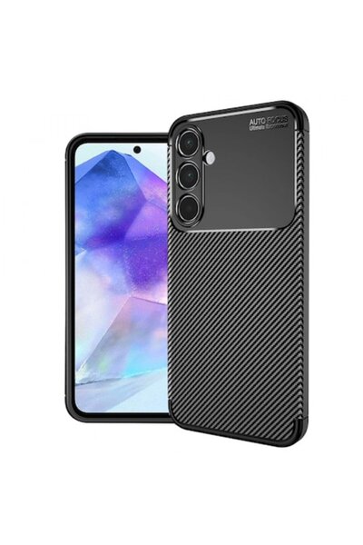 Stef's Cat Carcasă pentru Samsung Galaxy A55 5G (A556), Fibră de carbon, Negru