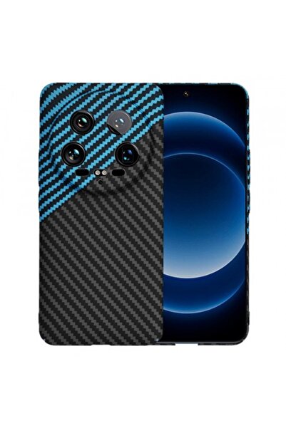 Stef's Cat Калъф за Xiaomi 14 Ultra, Карбонитова Фибро Обвивка, Син