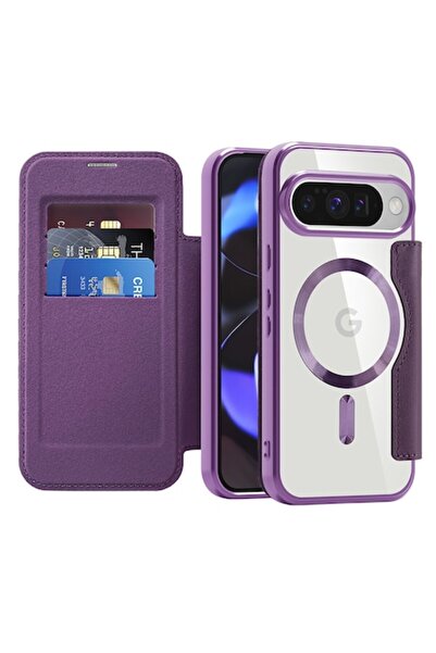 Stef's Cat Husă SmartMag pentru Google Pixel 10/10 Pro (J10), piele, violet