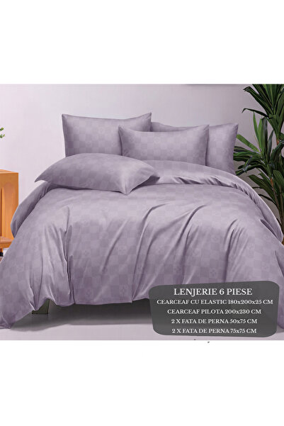 Patul Lenjerie de Pat Premium, Bumbac Finet , 6 Piese, Cearceaf cu elastic