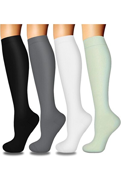 Generic 4 أزواج من جوارب الضغط النحاسية للنساء - دعم للممرضات والجري والسفر والرياضات الخارجية - مقاس صغير