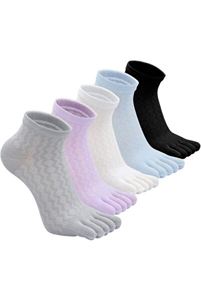 NALACAL Women Toe Socks Cotton Five Finger Running Socks Mini Crew Sport Socks, 5 Pairs