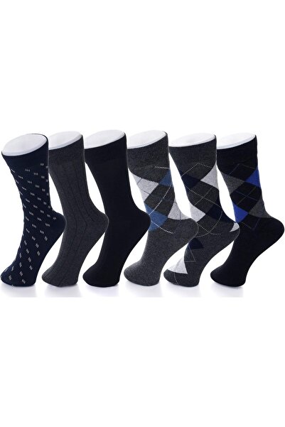 Generic جوارب رسمية قطنية للرجال من ألباين سويس، عبوة من 6 قطع، مقاس 6-12، مضلعة سادة