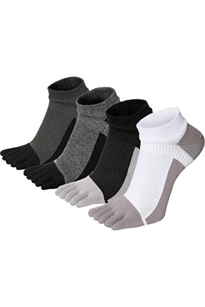KASTWAVE Five-Toe Ankle Cotton Socks for Men & Women, 4 Pairs, Multicolor