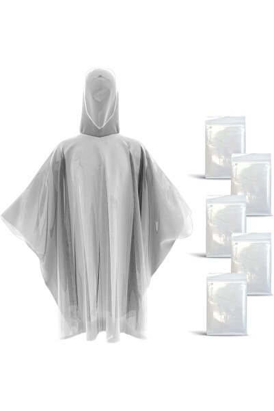 Generic عبوة من 5 قطع - معاطف مطر للاستخدام مرة واحدة للبالغين، ومعاطف مطر مقاومة للماء للرجال والنساء