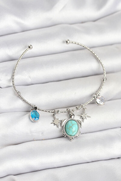 Epilons Caretta Caretta Charmlı Silver Color Women's Bracelet - Tj-Bb8034 Zen...