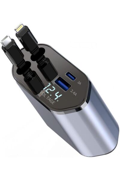 Generic 120W Retractable Ultra-Fast Car Phone Charger, Compatible with Apple iPhone and Android