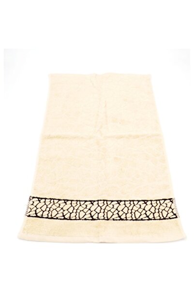 ABS Karma Towel 100% Cotton, 40x60 cm, peach with brown print, Egypt