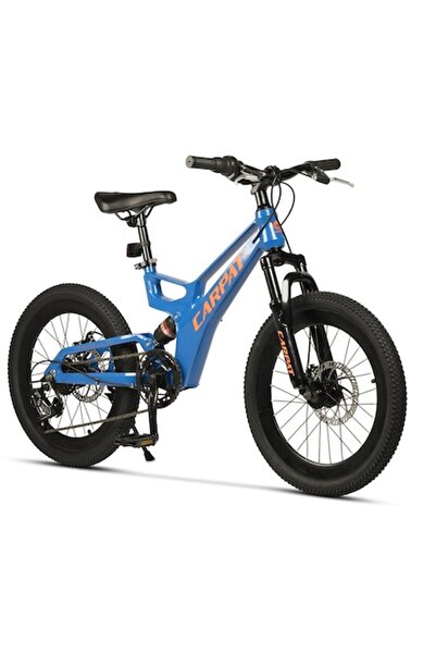 Carpat Pro Genius 20" Kids MTB, dual suspension, 7-speed, disc brakes, blue-orange