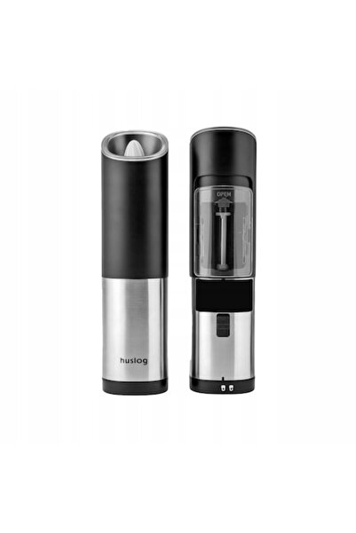 Huslog Set of 2 Electric Gravity Mills for Pepper and Salt, Huslog, Black-Silver, 25W