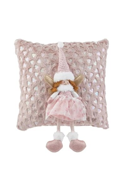 OEM Χριστουγεννιάτικο Διακοσμητικό Μαξιλάρι Ροζ με 3D Άγγελο 35x35εκ.